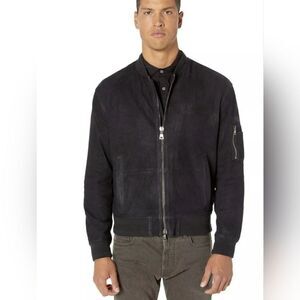 John Varvatos Collection Easy-Fit Men's Jacket Size L Black Goatskin Zip Bomber